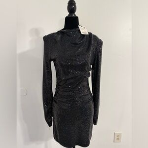Zara Black Sparkle Long Sleeve Dress